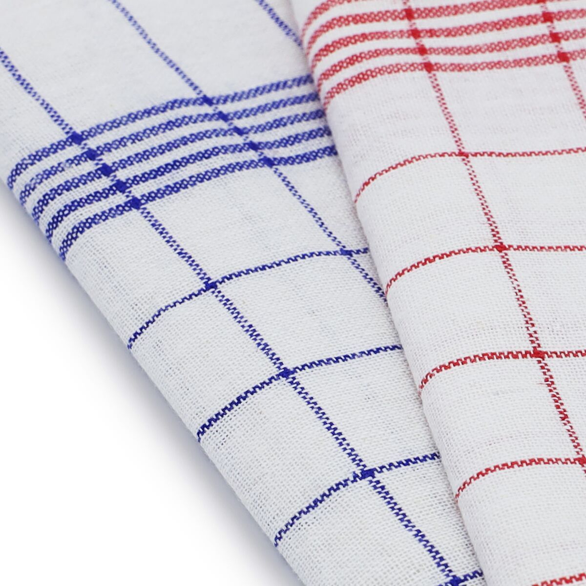 Linen Cotton Kitchen Tea Towels 10 Pack Red Check GTH157RK