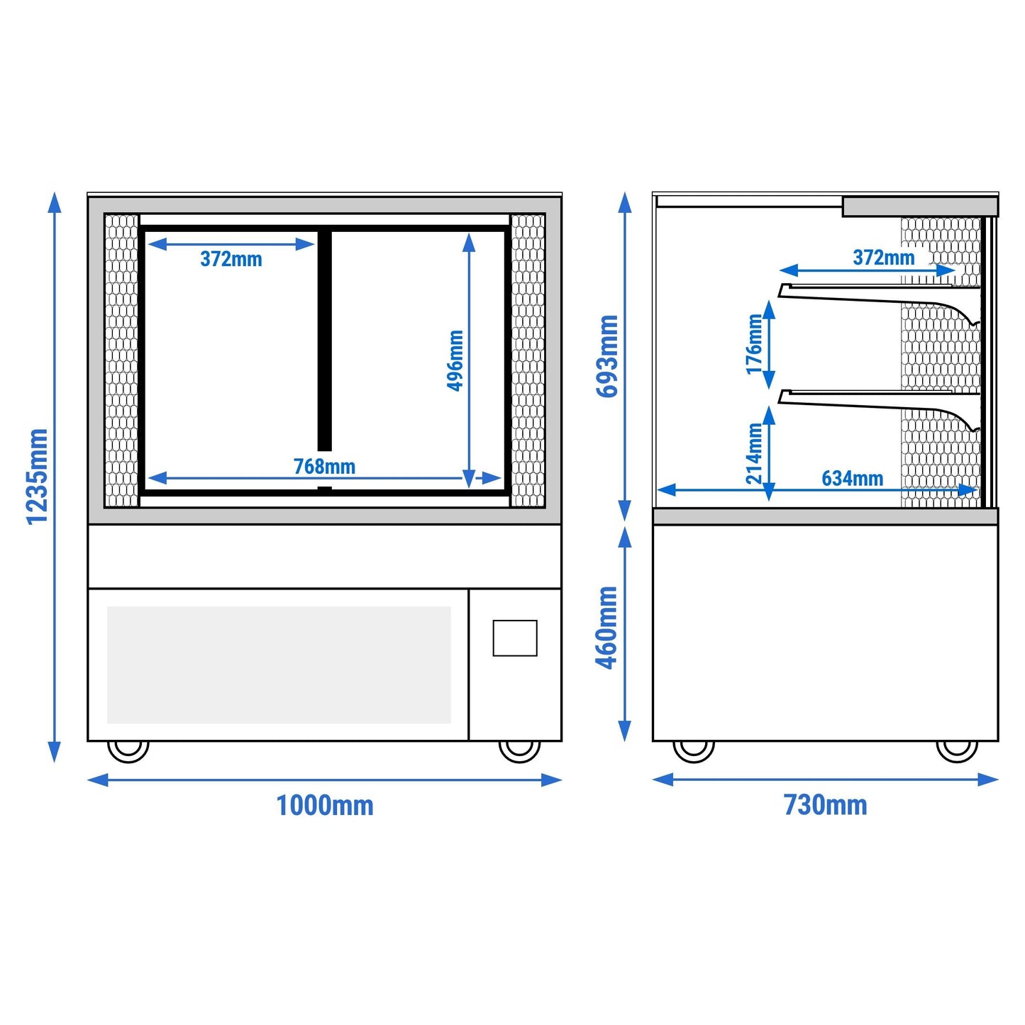 Refrigerated Meat Display Case Double Glazing 435L Matt Black KTFG107SM