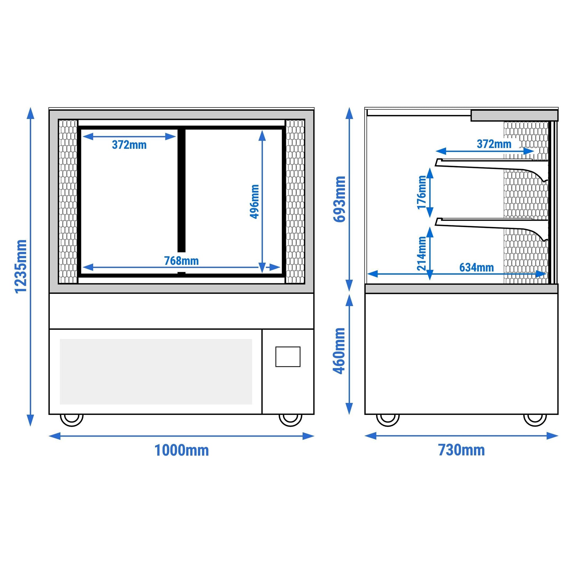 Refrigerated Meat Display Case Double Glazing 435L Matt Black KTFG107SM