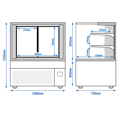 Refrigerated Meat Display Case Double Glazing 435L Matt Black KTFG107SM