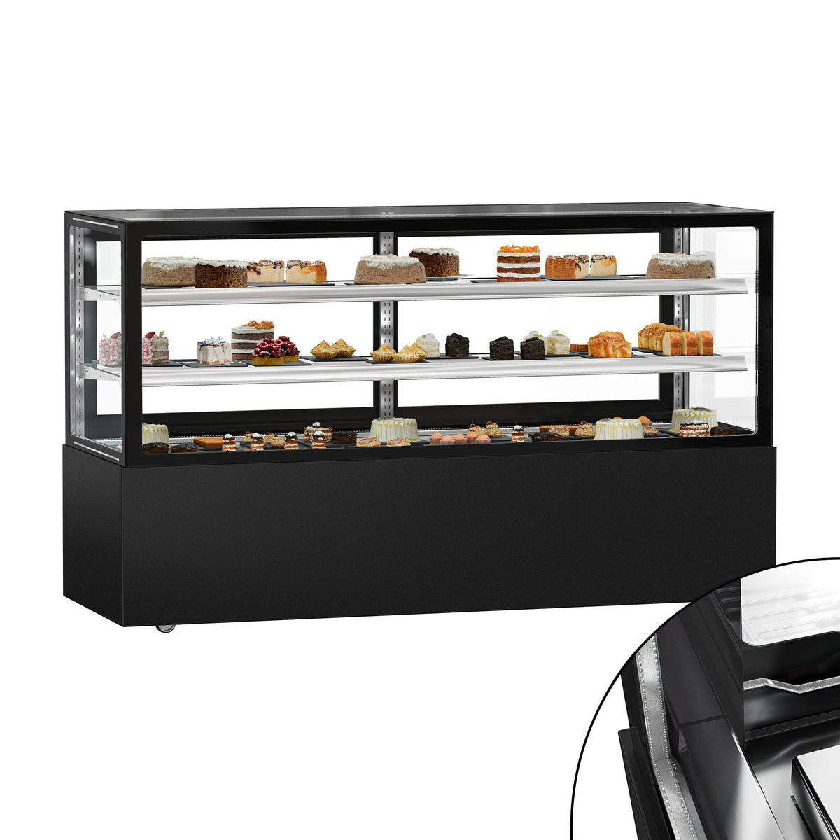 Refrigerated Pastry Display Case Double Glazing 890L Matt Black KTGSF207SM