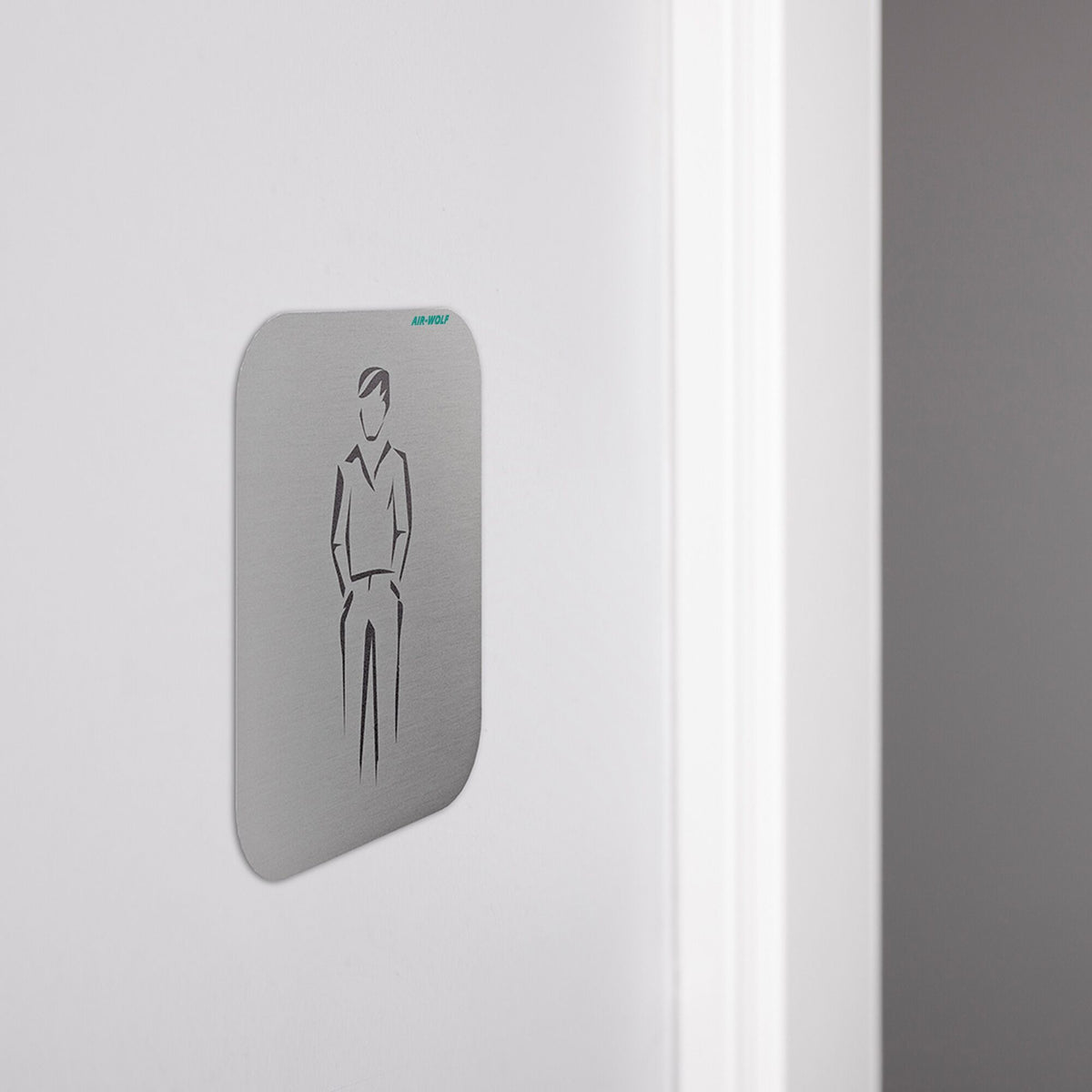 Men Door Sign Silver Aluminium