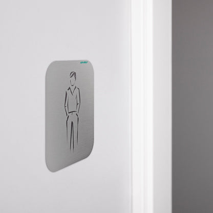 Men Door Sign Silver Aluminium