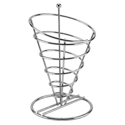 French Fry Serving Cone 230mm Chrome PFSS23