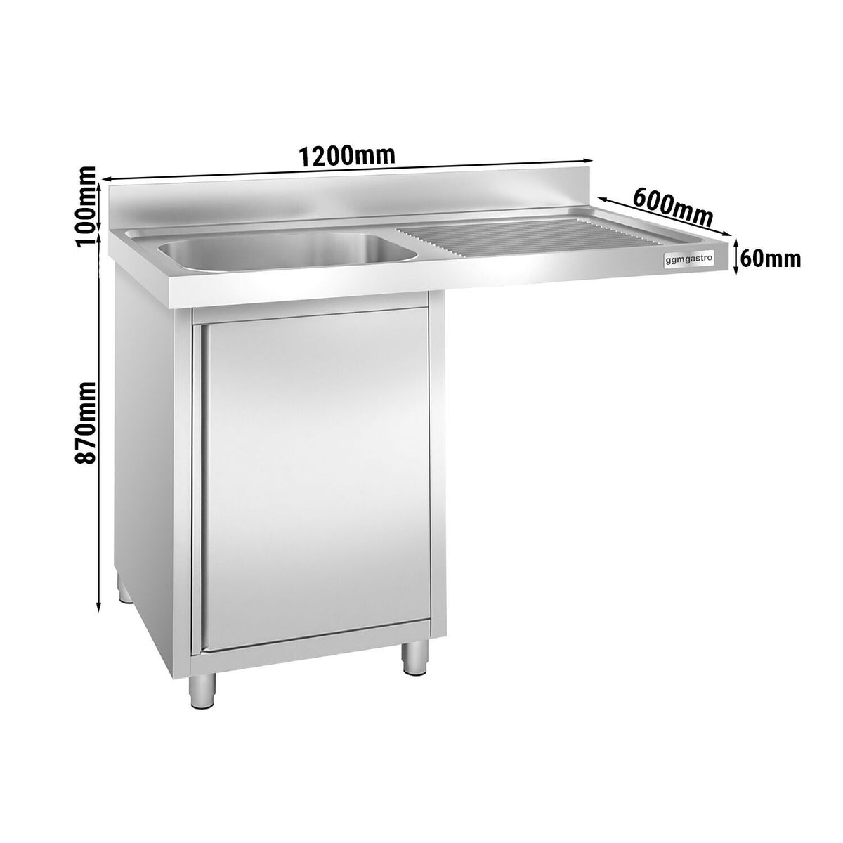 Commercial Dishwasher Sink with Cupboard 1200x600x970mm