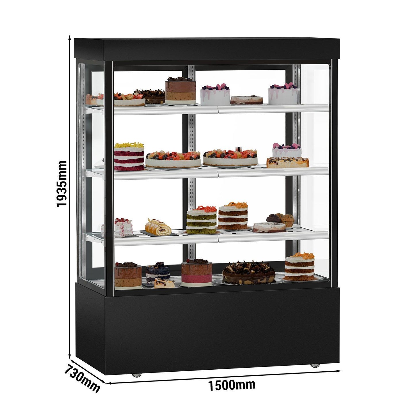 Refrigerated Pastry Display Case Double Glazing 1010L Matt Black KTG157SM