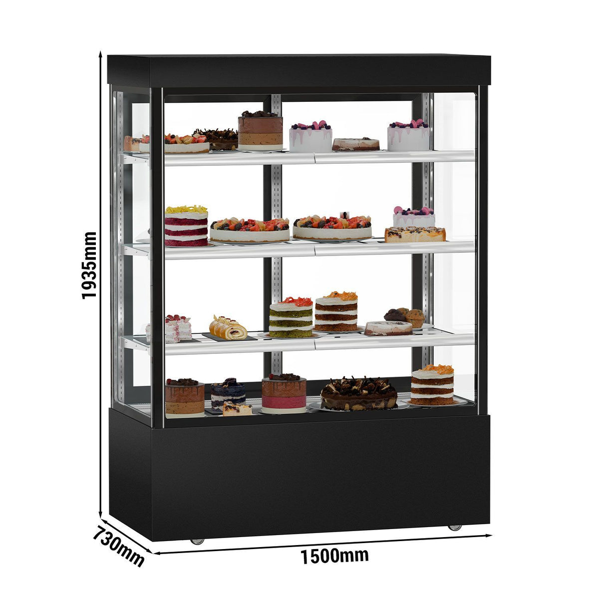Refrigerated Pastry Display Case Double Glazing 1010L Matt Black KTG157SM