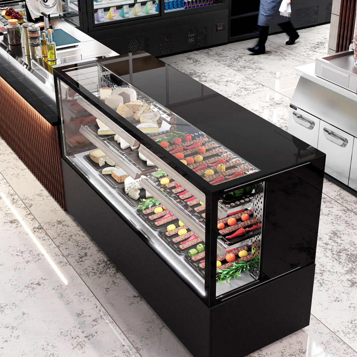 Refrigerated Display Case Double Glazing 735L Matt Black KTFG207SM