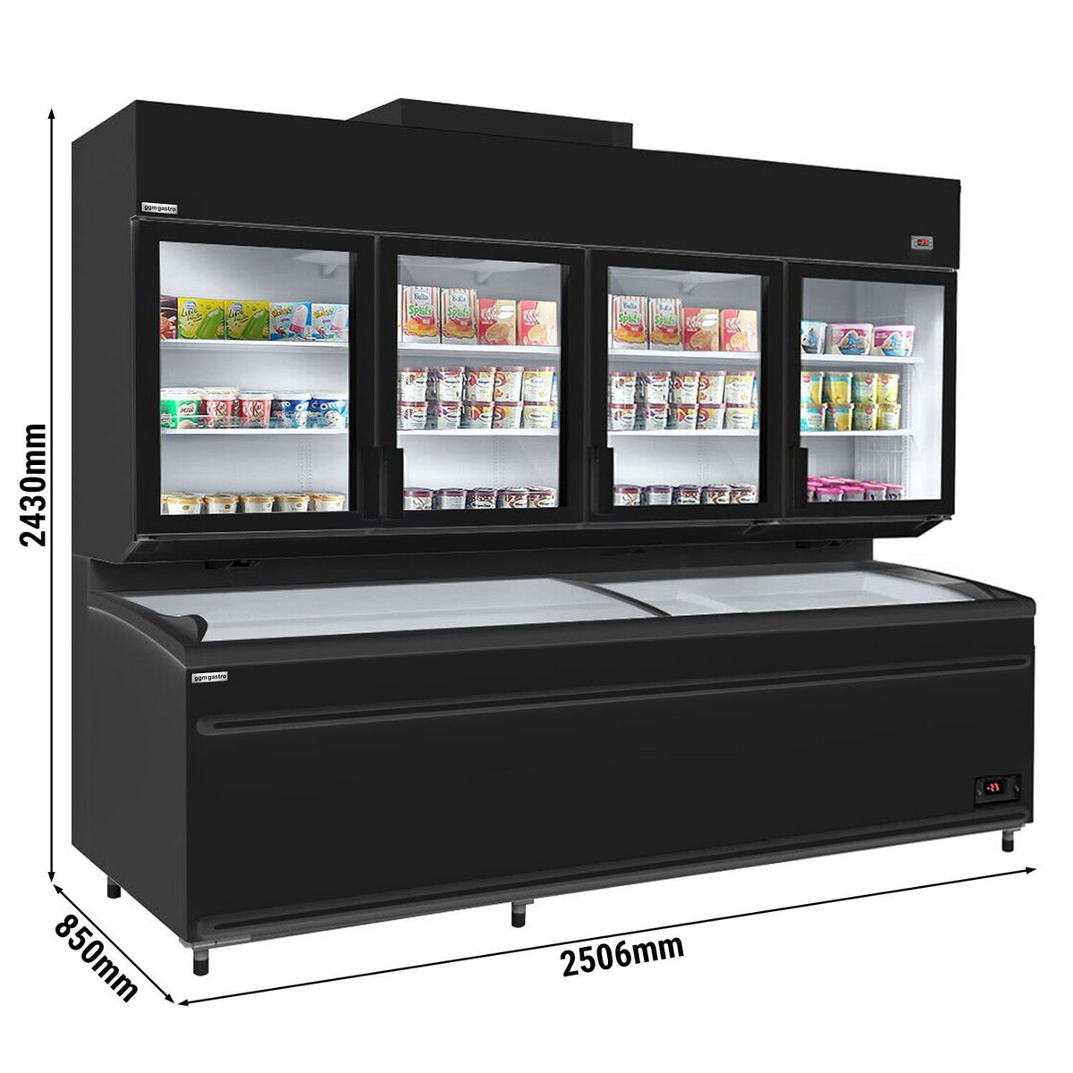 Refrigerated Wall Display Freezer 2500mm 1244L 1.90kW Black WTRU25S#TKIU25S