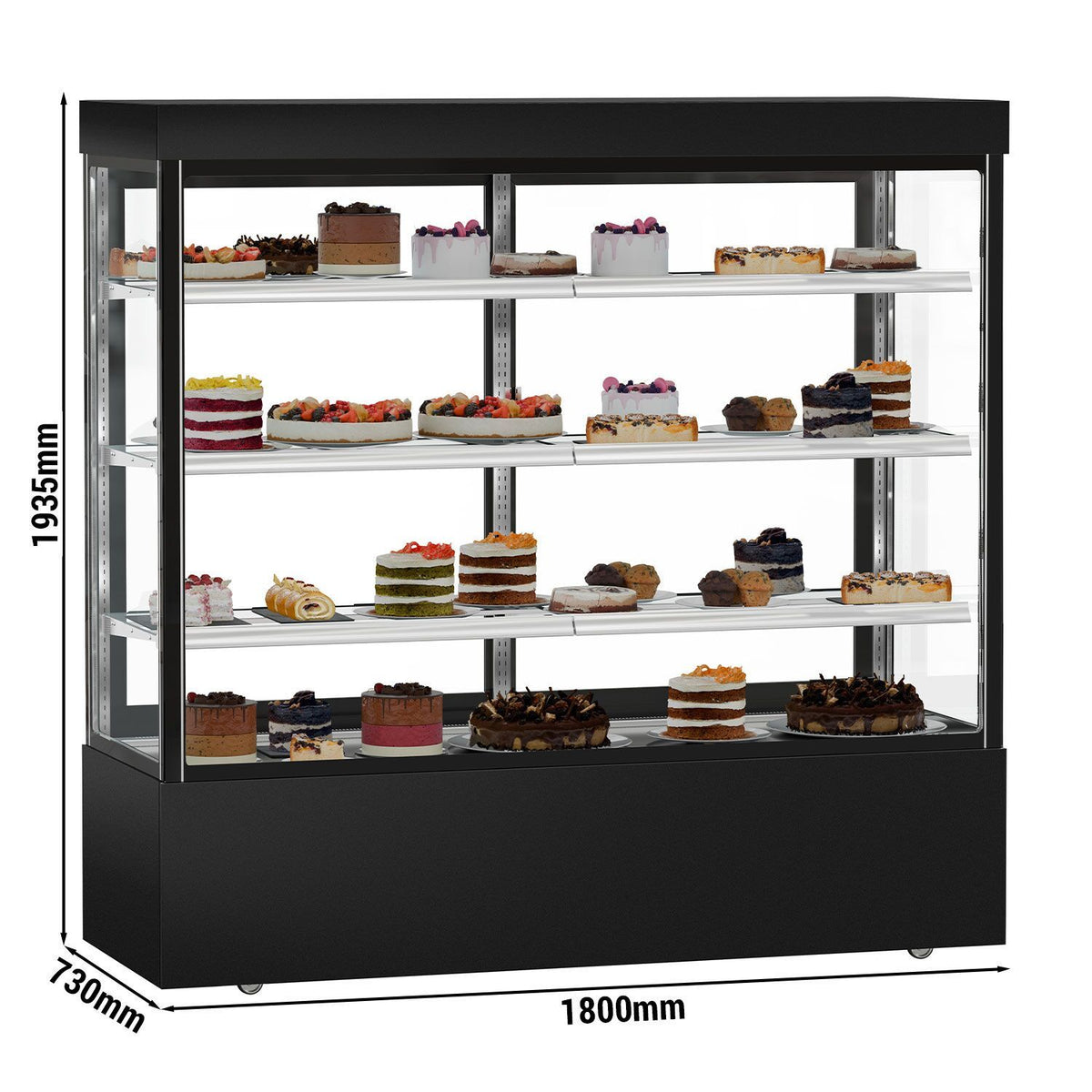 Refrigerated Pastry Display Case Double Glazing 1200L Matt Black KTG187SM