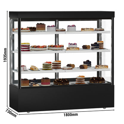 Refrigerated Pastry Display Case Double Glazing 1200L Matt Black KTG187SM