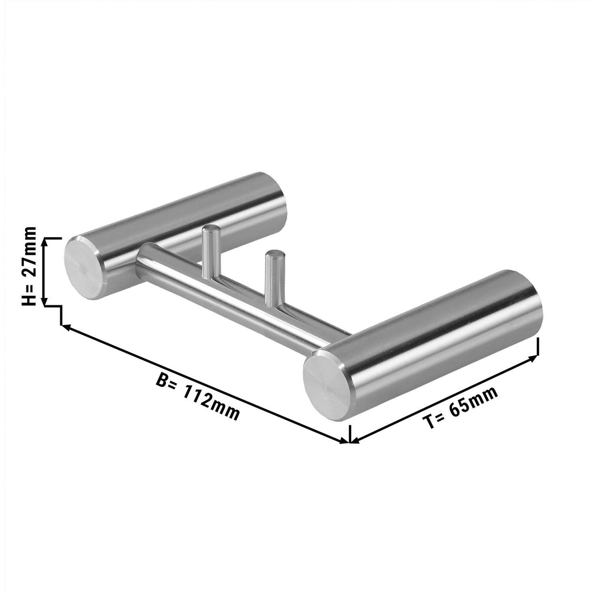 Wall Mounted Hook Strip 2 Hooks Matte Stainless Steel