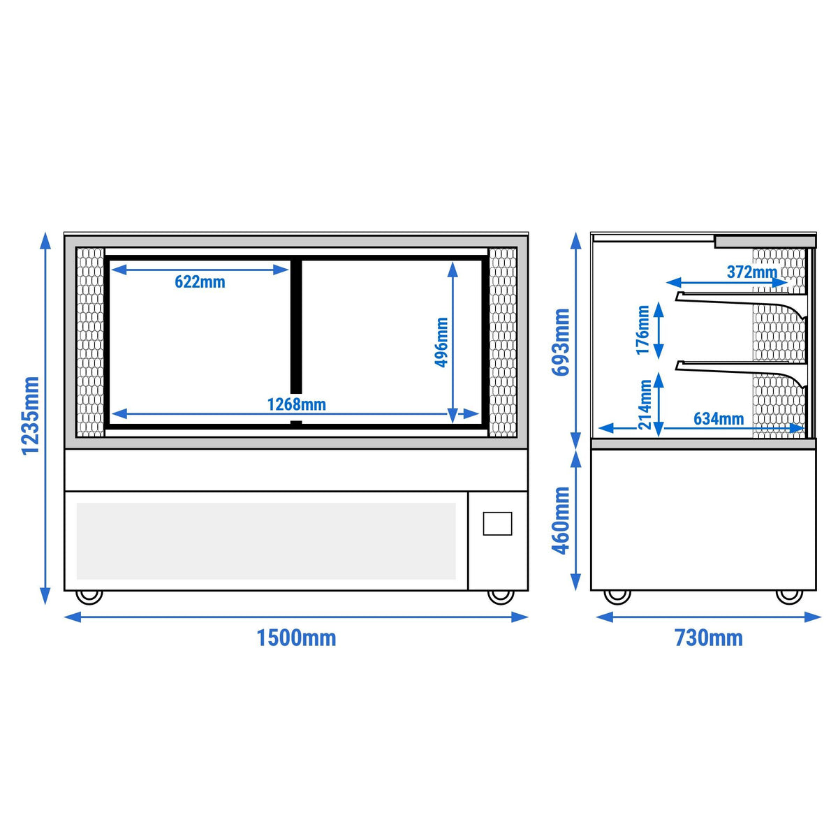 Refrigerated Display Case Double Glazing 525L Matt Black KTFG157SM