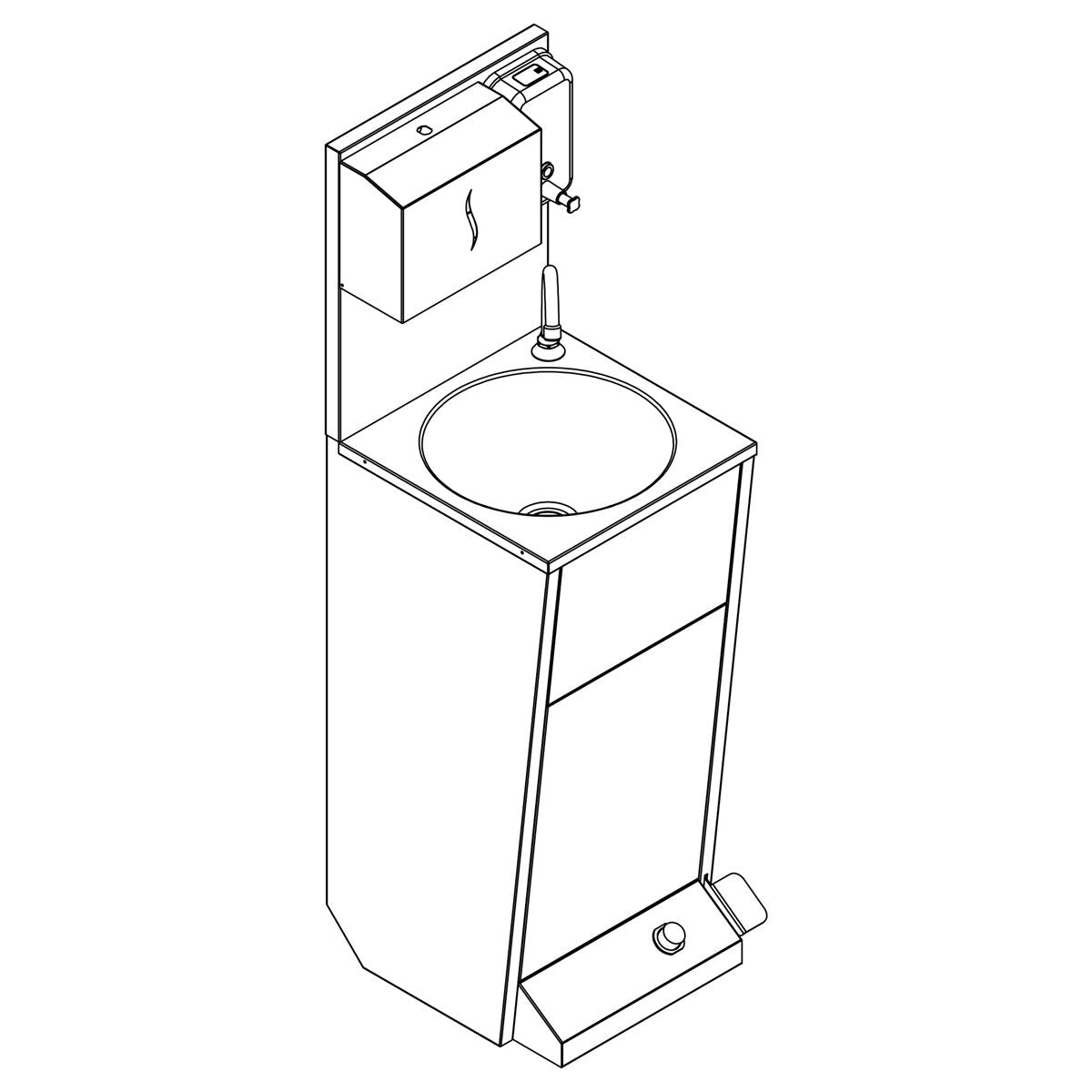 Commercial Foot-Operated Hand Wash Sink 400x427x1330mm