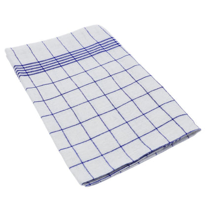 Linen and Cotton Kitchen Towels 10 Pack Blue Checked GTH157BK