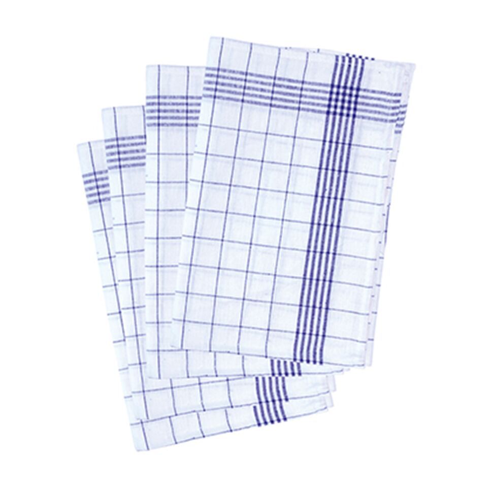 Cotton Kitchen Dish Towels 10 Pack Blue Check GETBK16