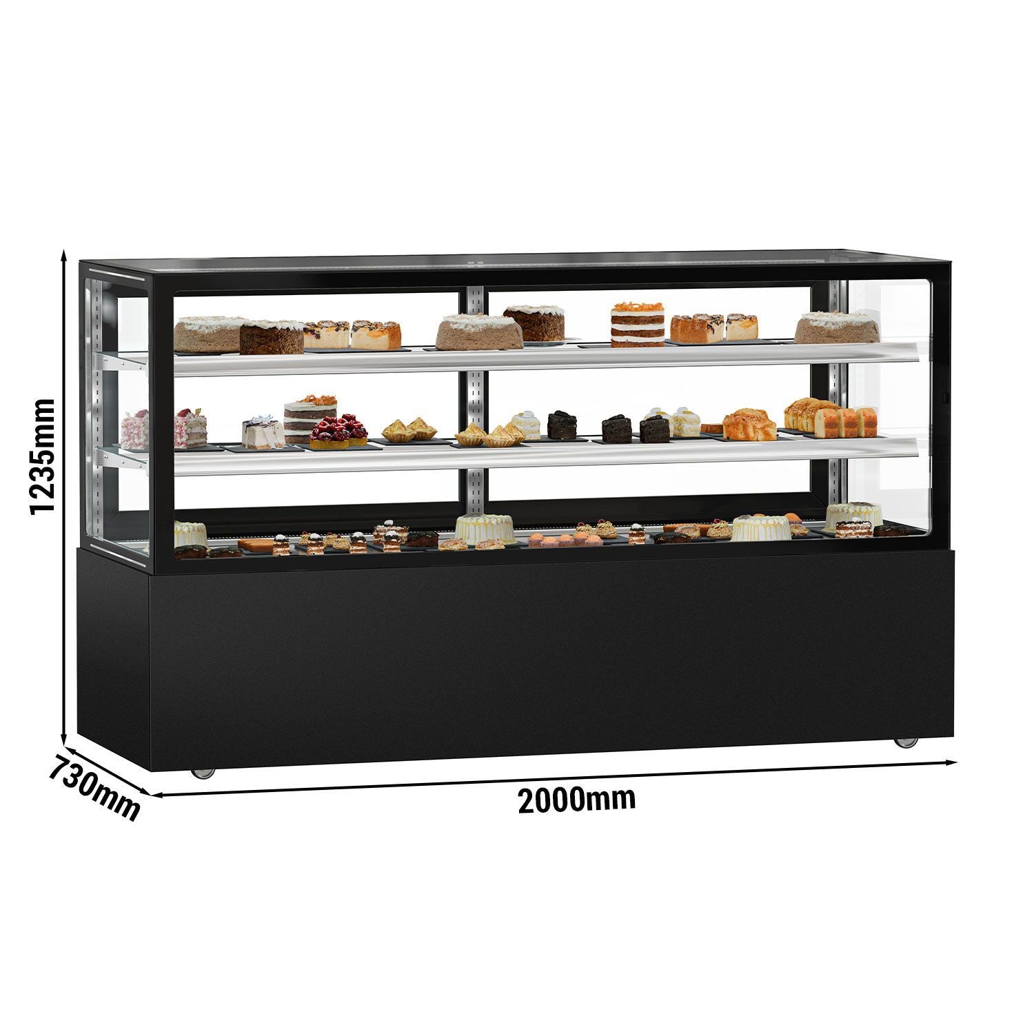 Refrigerated Pastry Display Case Double Glazing 890L Matt Black KTGSF207SM