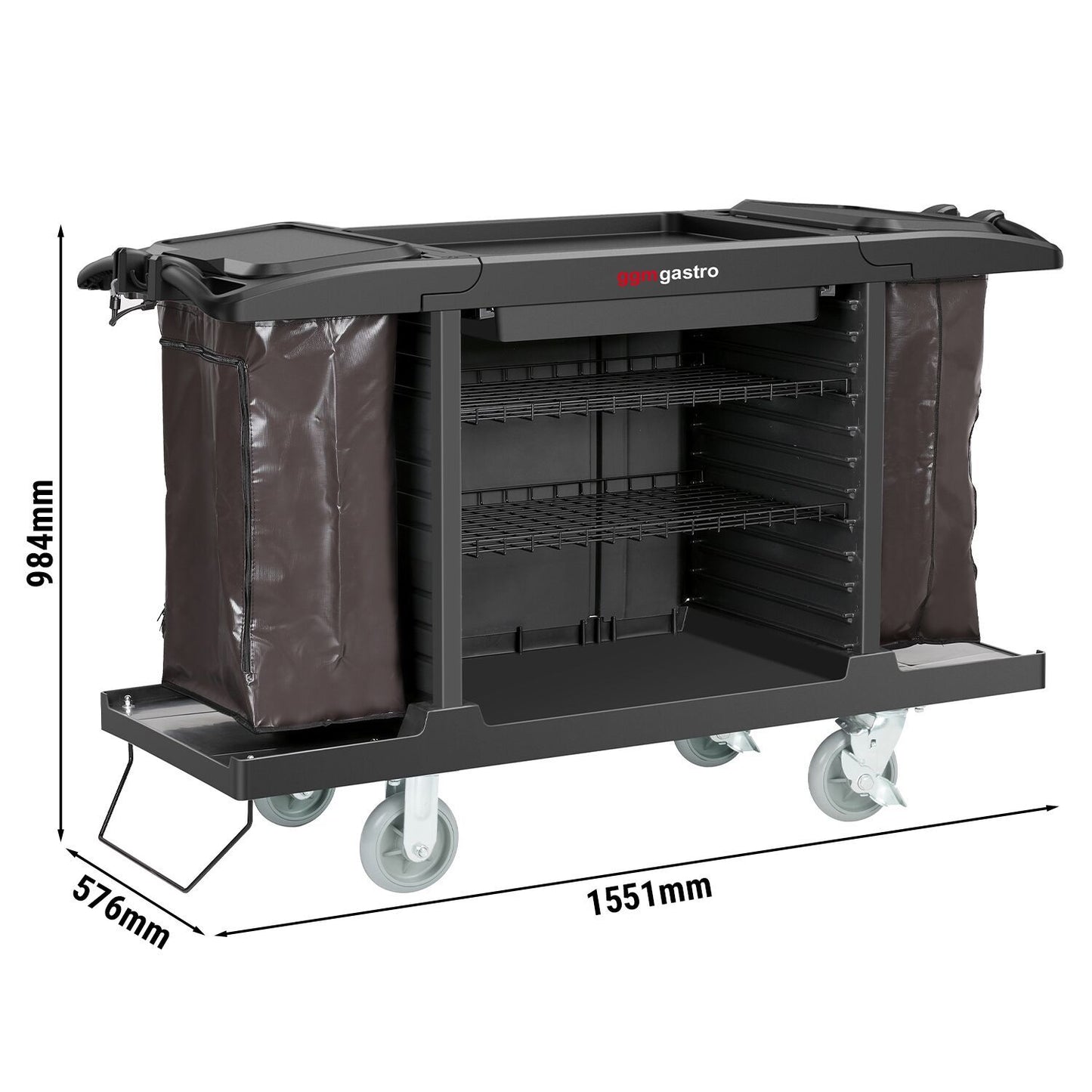 Commercial Housekeeping Cart 3 Shelves SWOBB