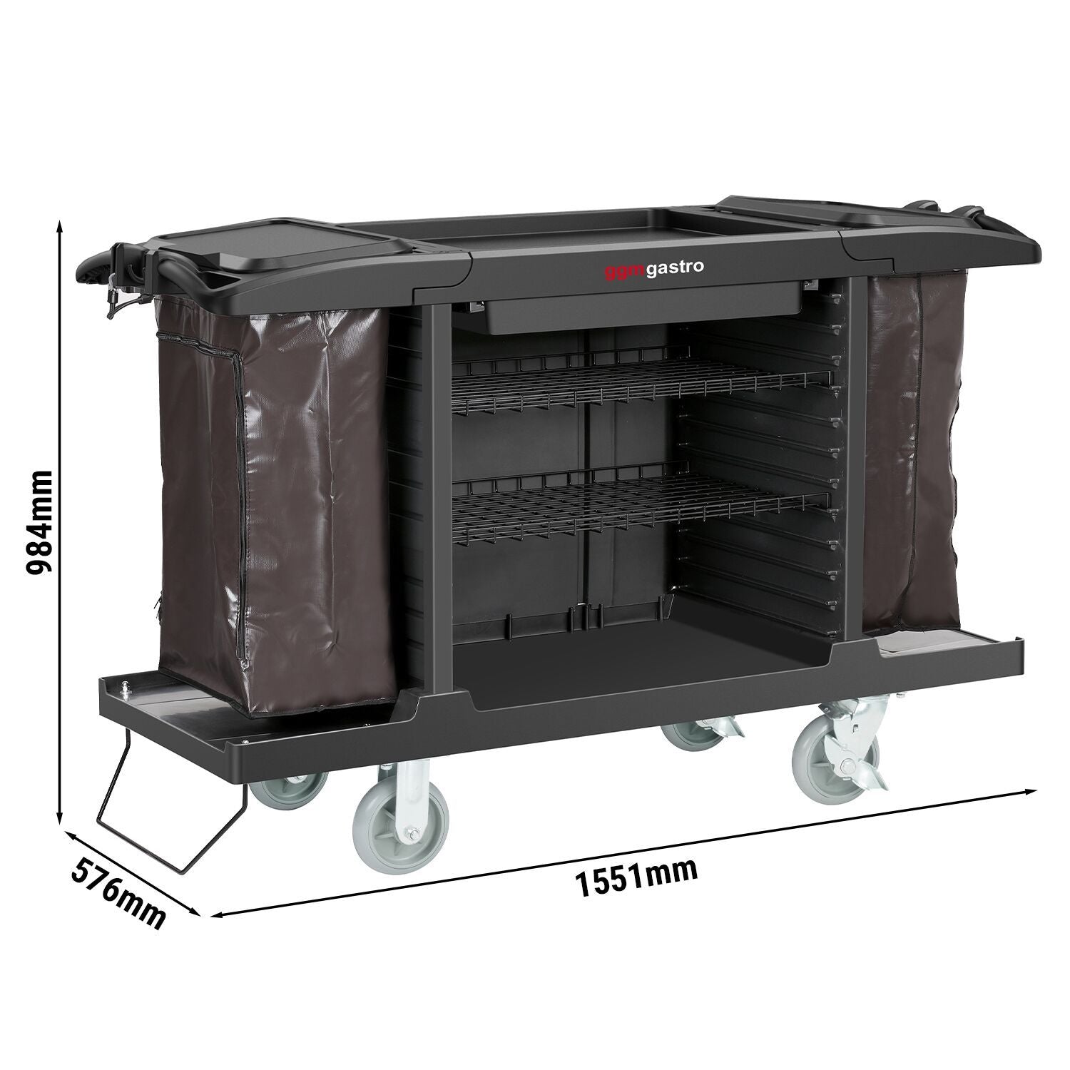 Commercial Housekeeping Cart 3 Shelves SWOBB