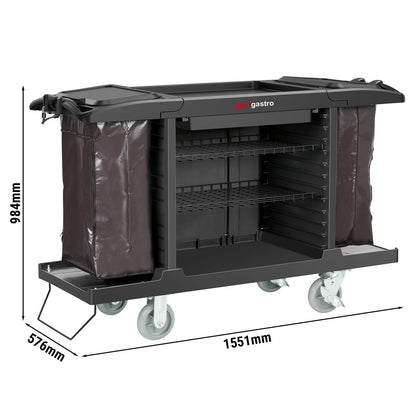 Commercial Housekeeping Cart 3 Shelves SWOBB