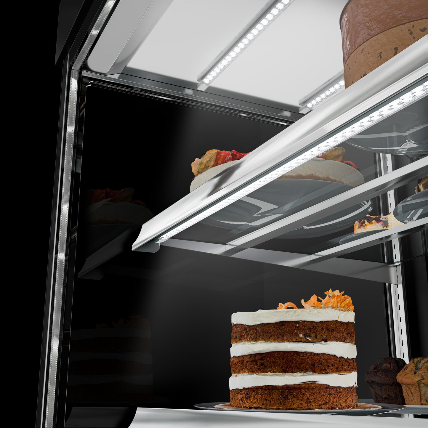 Refrigerated Pastry Display Case Double Glazing 1010L Matt Black KTG157SM