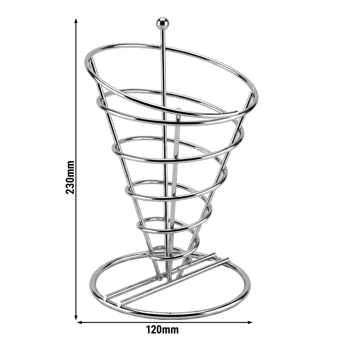 French Fry Serving Cone 230mm Chrome PFSS23