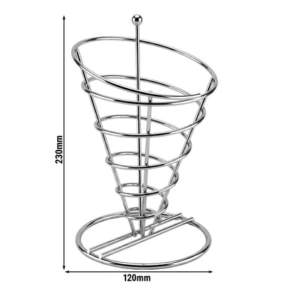 French Fry Serving Cone 230mm Chrome PFSS23