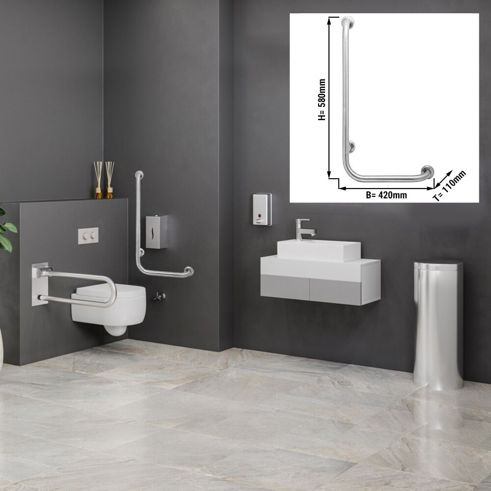 Wall Mounted Angled Bathroom Grab Bar 420 mm Stainless Steel
