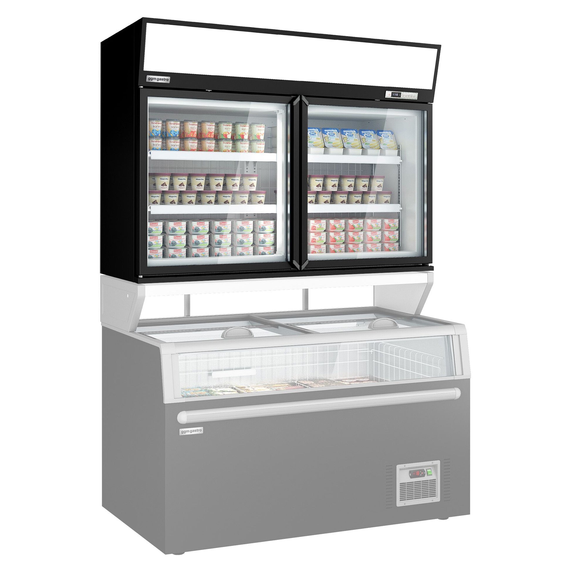 Supermarket Wall Freezer Display 1450mm 232L 650W Black WTBIC2
