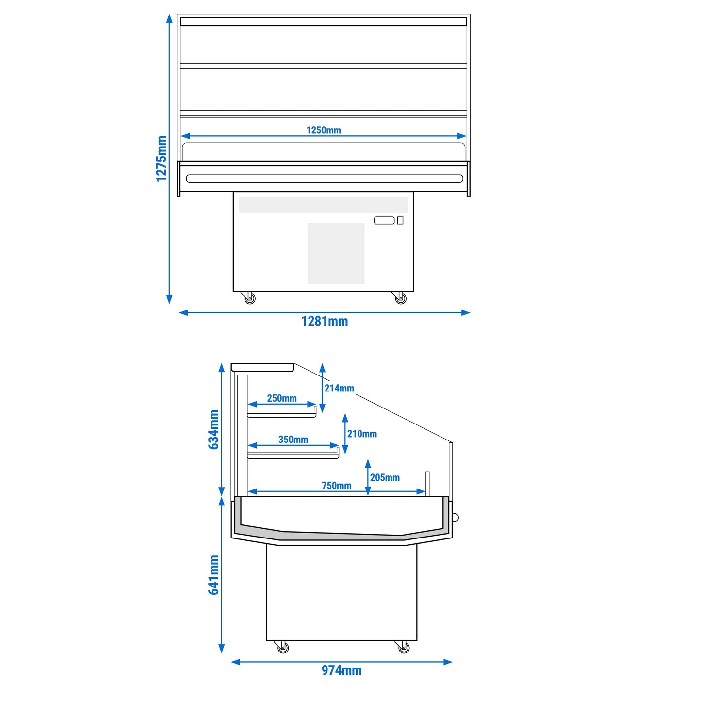 Refrigerated Display Island 1281mm 180L 1.66kW Black KTHDA130