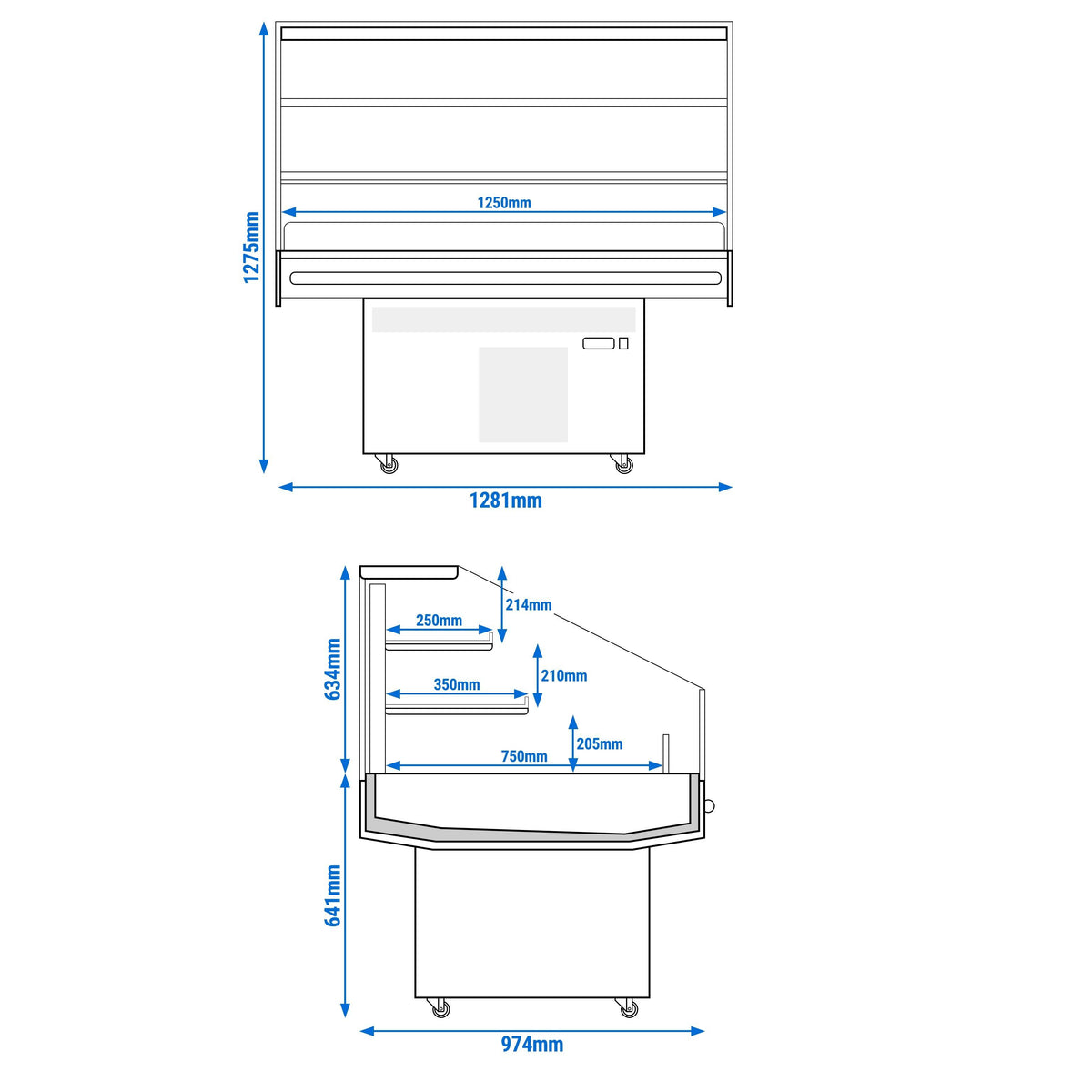 Refrigerated Display Island 1281mm 180L 1.66kW Black KTHDA130