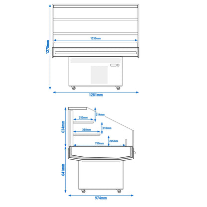 Refrigerated Display Island 1281mm 180L 1.66kW Black KTHDA130