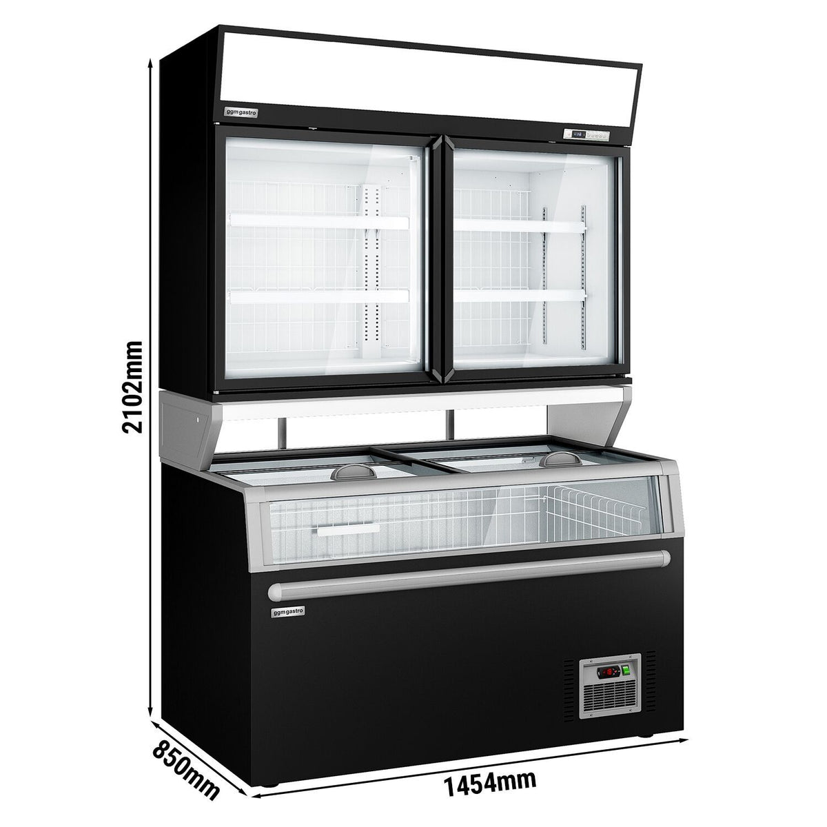 Freezer Wall Display with Island 1454mm 634L Black WTBIC2#TIEBIC2