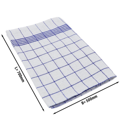 Linen and Cotton Kitchen Towels 10 Pack Blue Checked GTH157BK