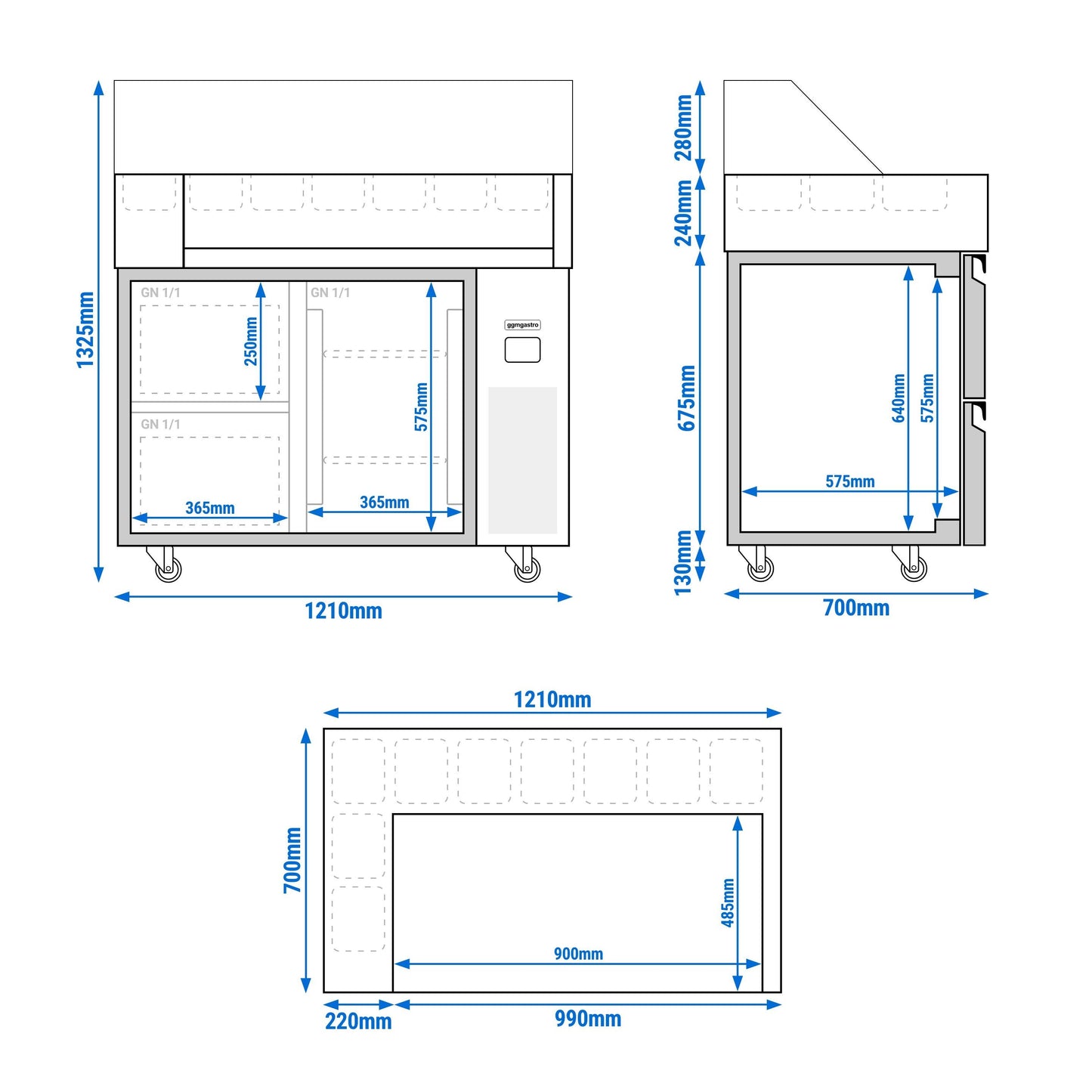 Refrigerated Preparation Table 1 Door 2 Drawers ZBF127DN#KGJ12#HM#SBF