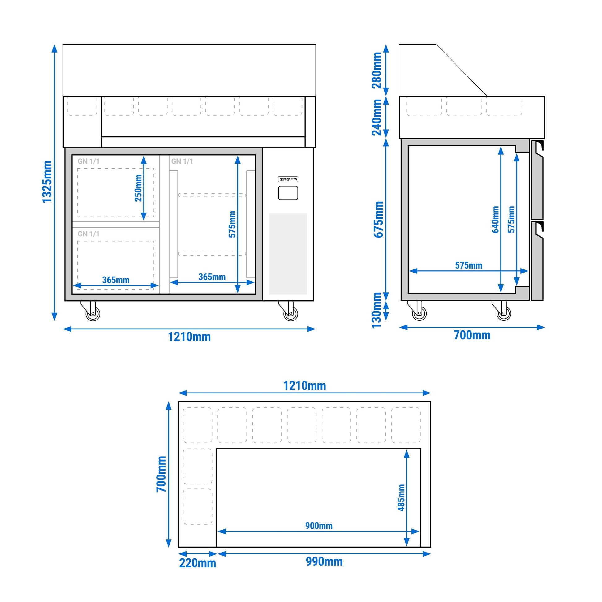 Refrigerated Preparation Table 1 Door 2 Drawers ZBF127DN#KGJ12#HM#SBF