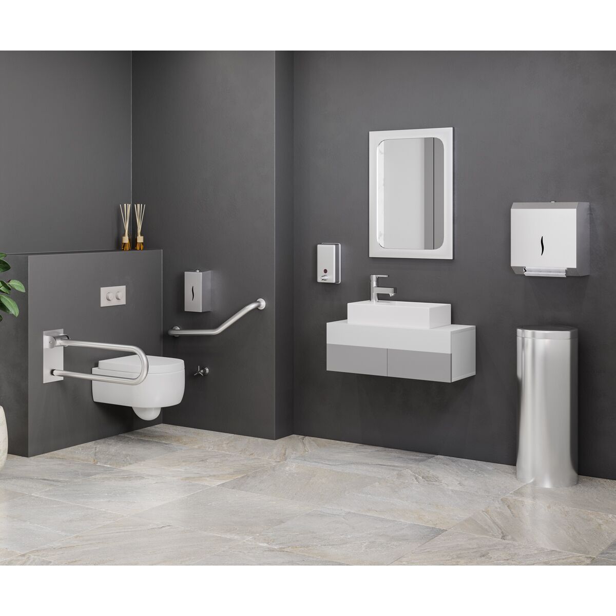 Wall Mounted Bathroom Grab Bar 500 mm Stainless Steel
