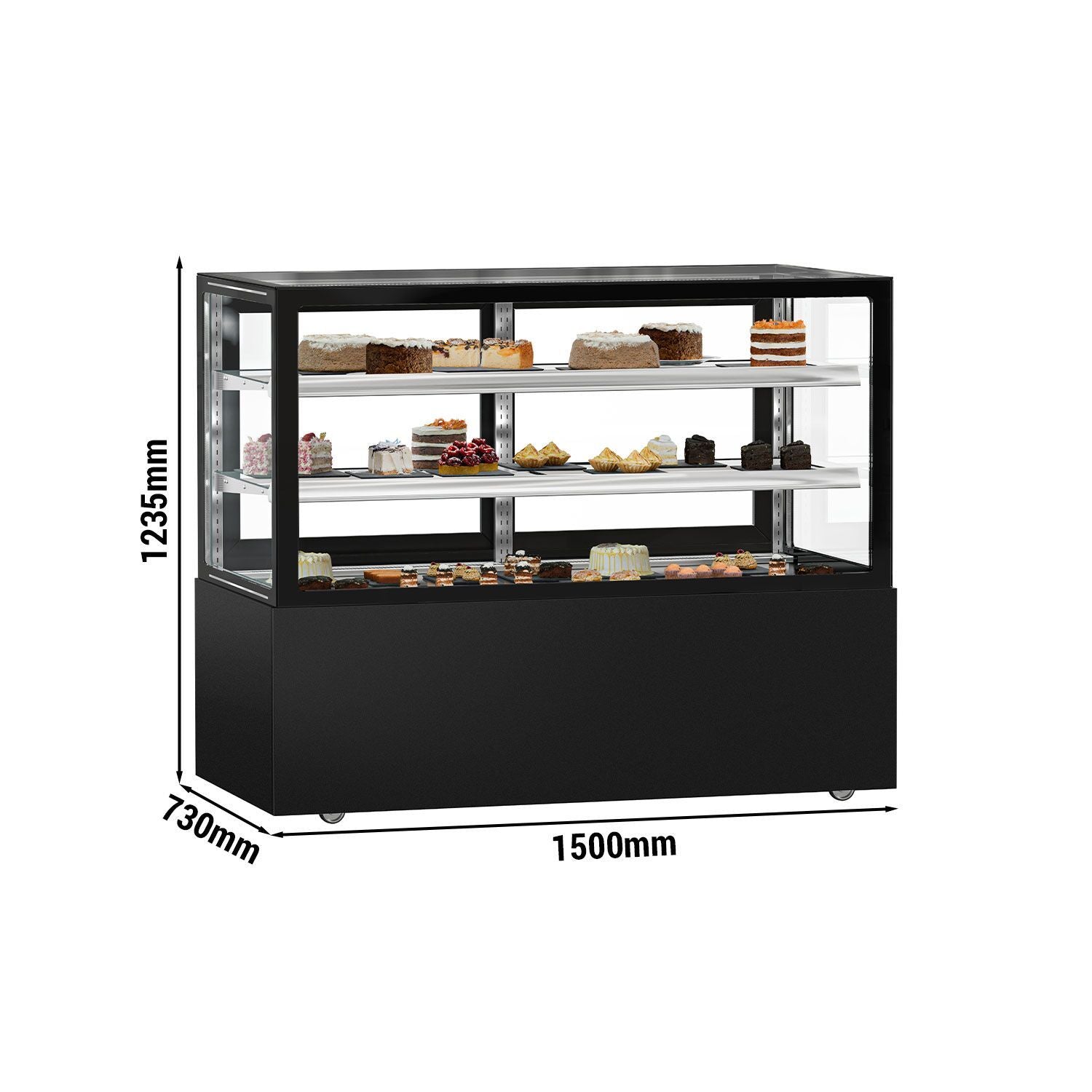 Refrigerated Pastry Display Case Double Glazing 620L Matt Black KTGSF157SM