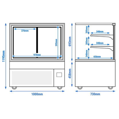 Refrigerated Pastry Display Case Double Glazing 430L Matt Black KTGSF107SM