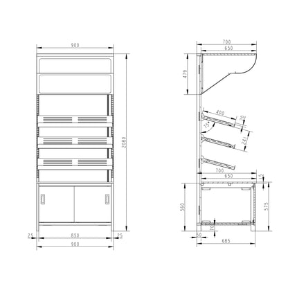 Bread Display Shelf 3 Shelves 900mm Black BRK900
