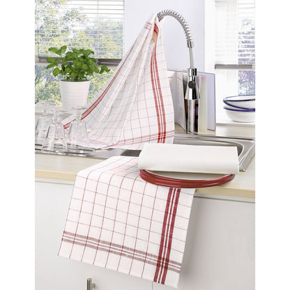 Linen and Cotton Glass Polishing Towels 180 Pack Red / White GTLH1866RW