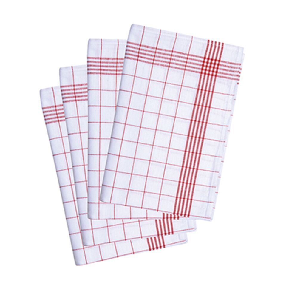 Cotton Kitchen Dish Towels 10 Pack Red Check GETRK16
