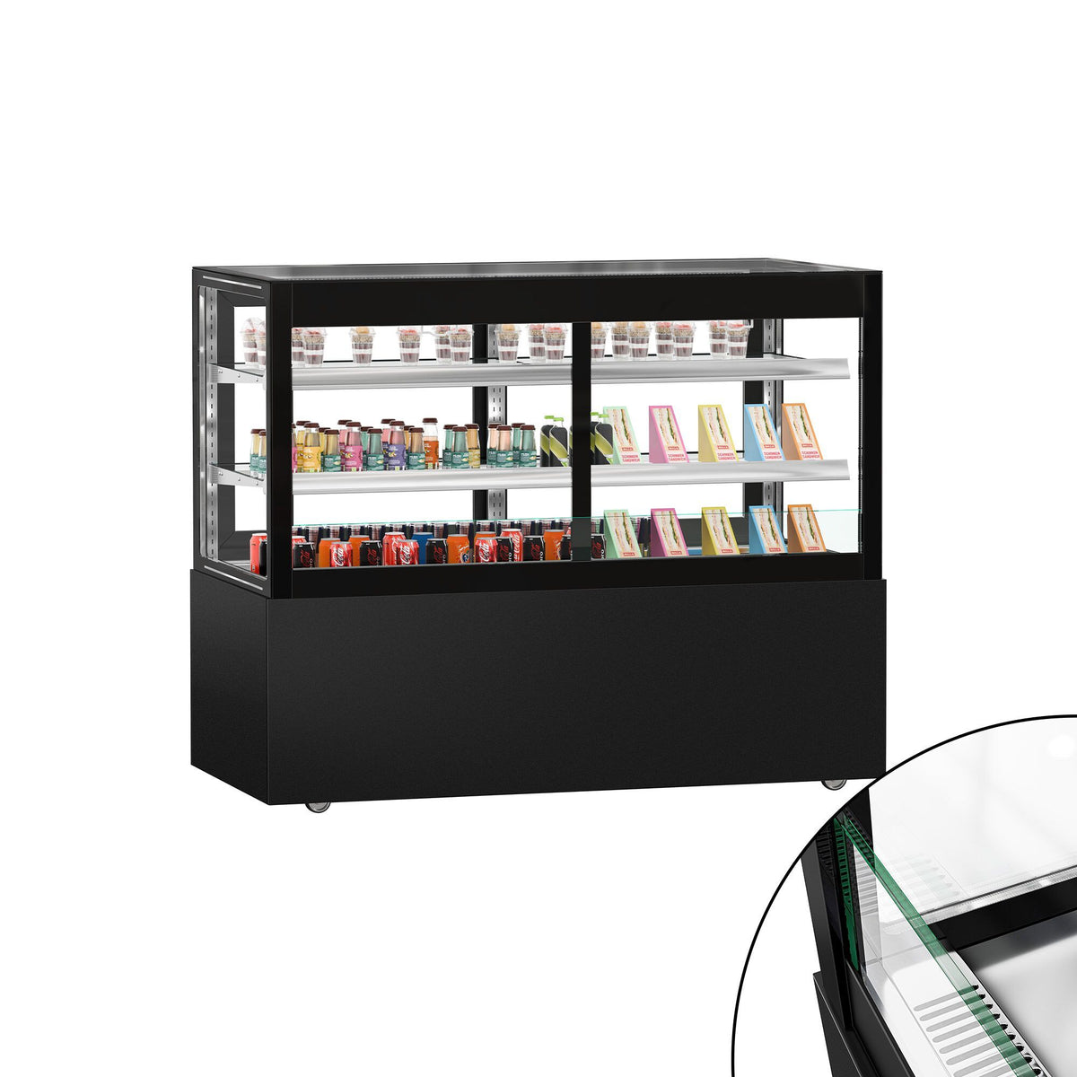Refrigerated Pastry Display Case Double Glazing 530L Matt Black KTVOG157SM