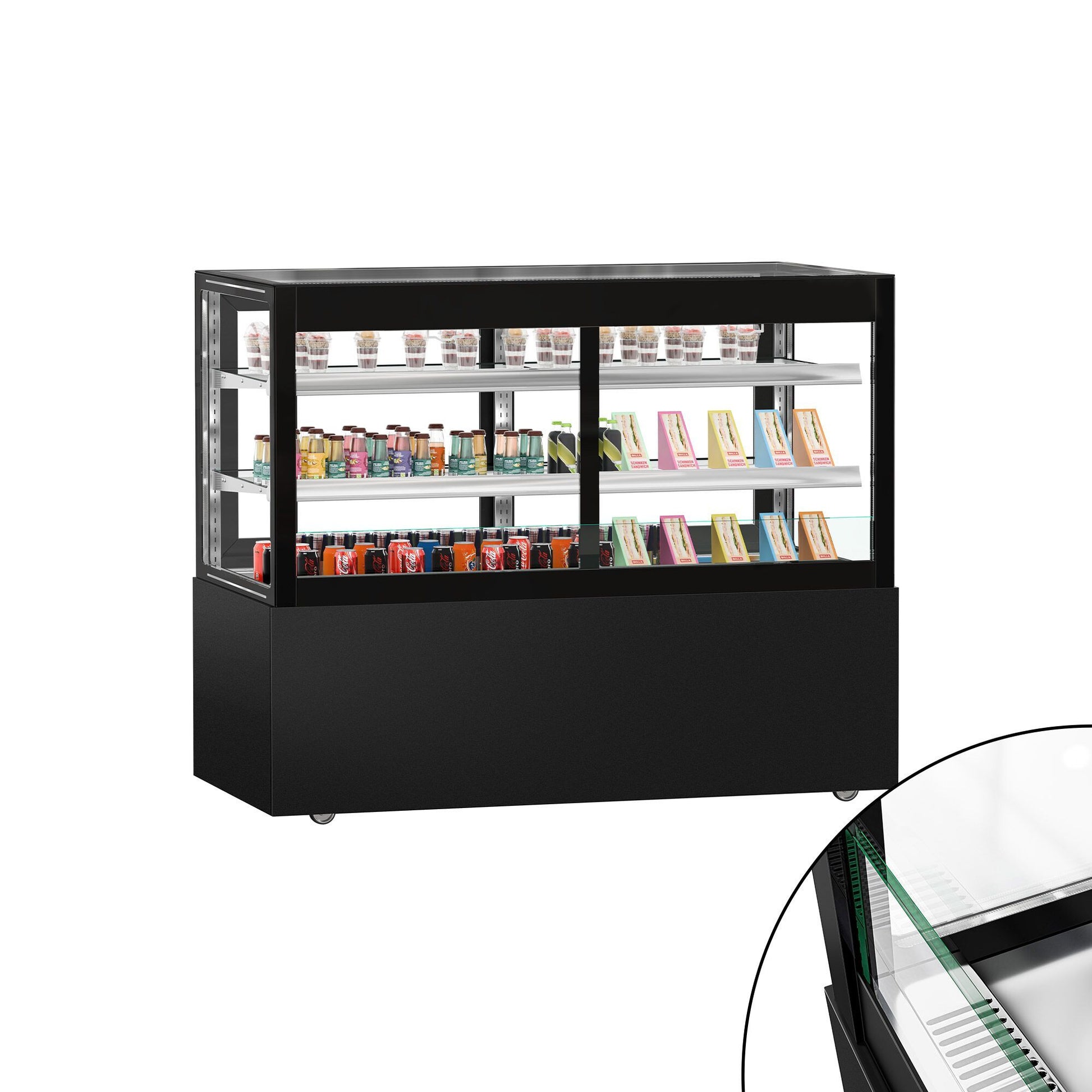 Refrigerated Pastry Display Case Double Glazing 530L Matt Black KTVOG157SM