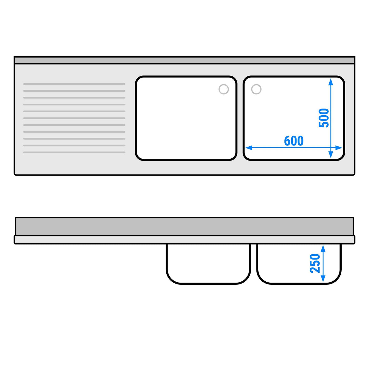 Commercial Dishwasher Sink with Cupboard 2000x700x970mm