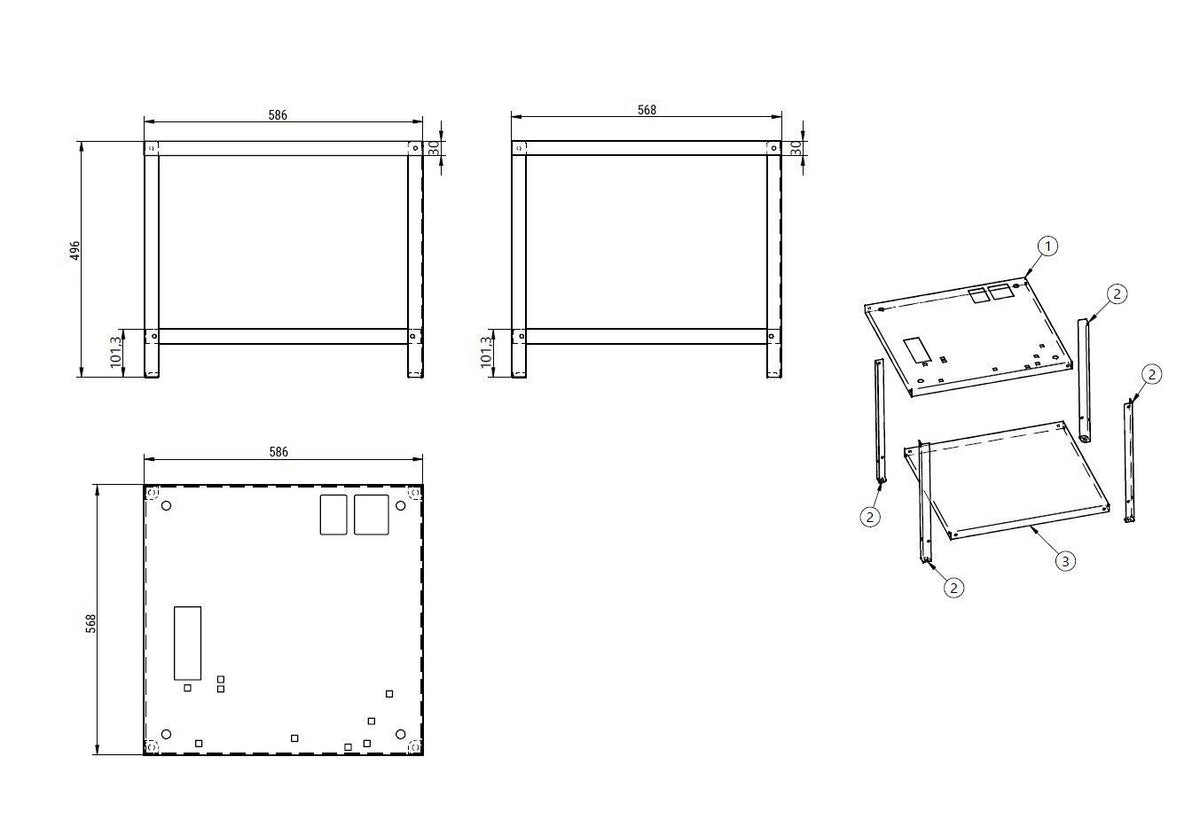 Commercial Dishwasher Stand 586x568x496mm