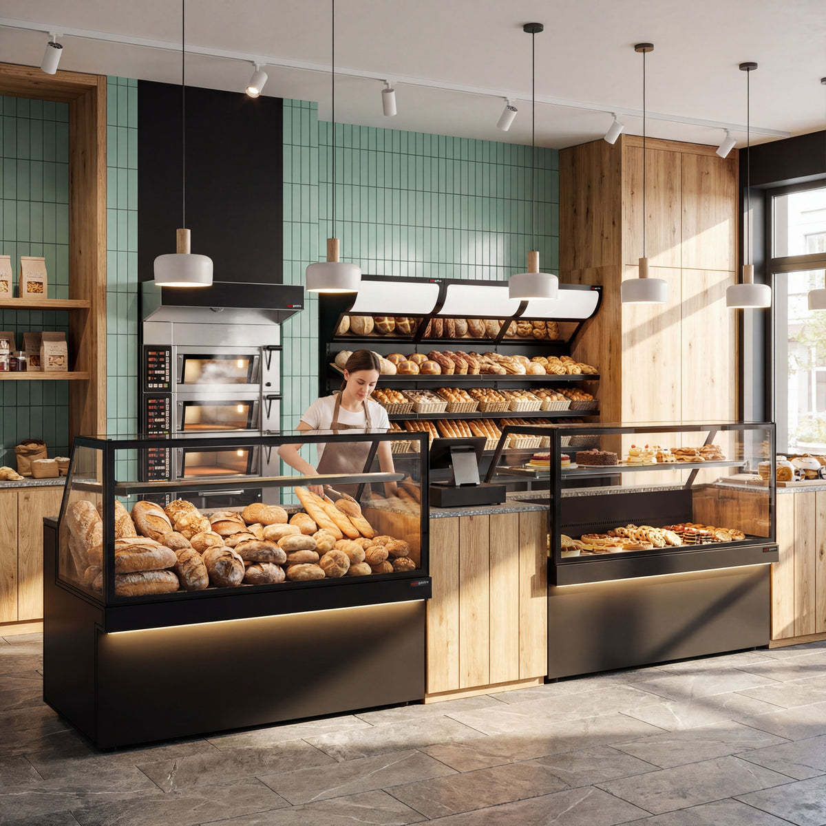 Bread Display Unit 3 Shelves Black 1200mm BRK1200
