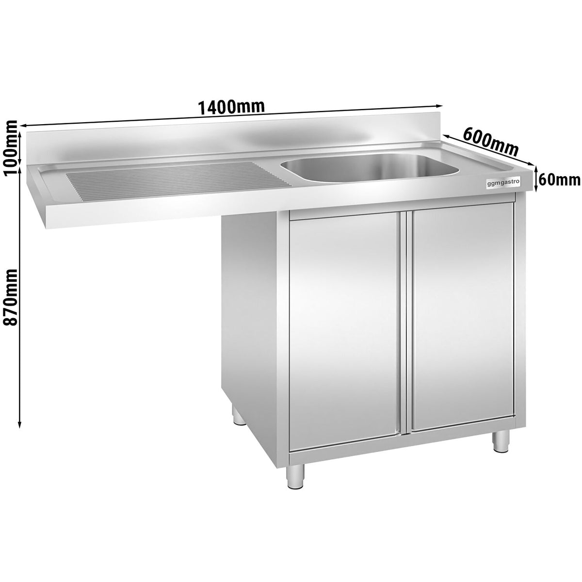 Commercial Dishwasher Sink Cabinet 1400x600x970mm