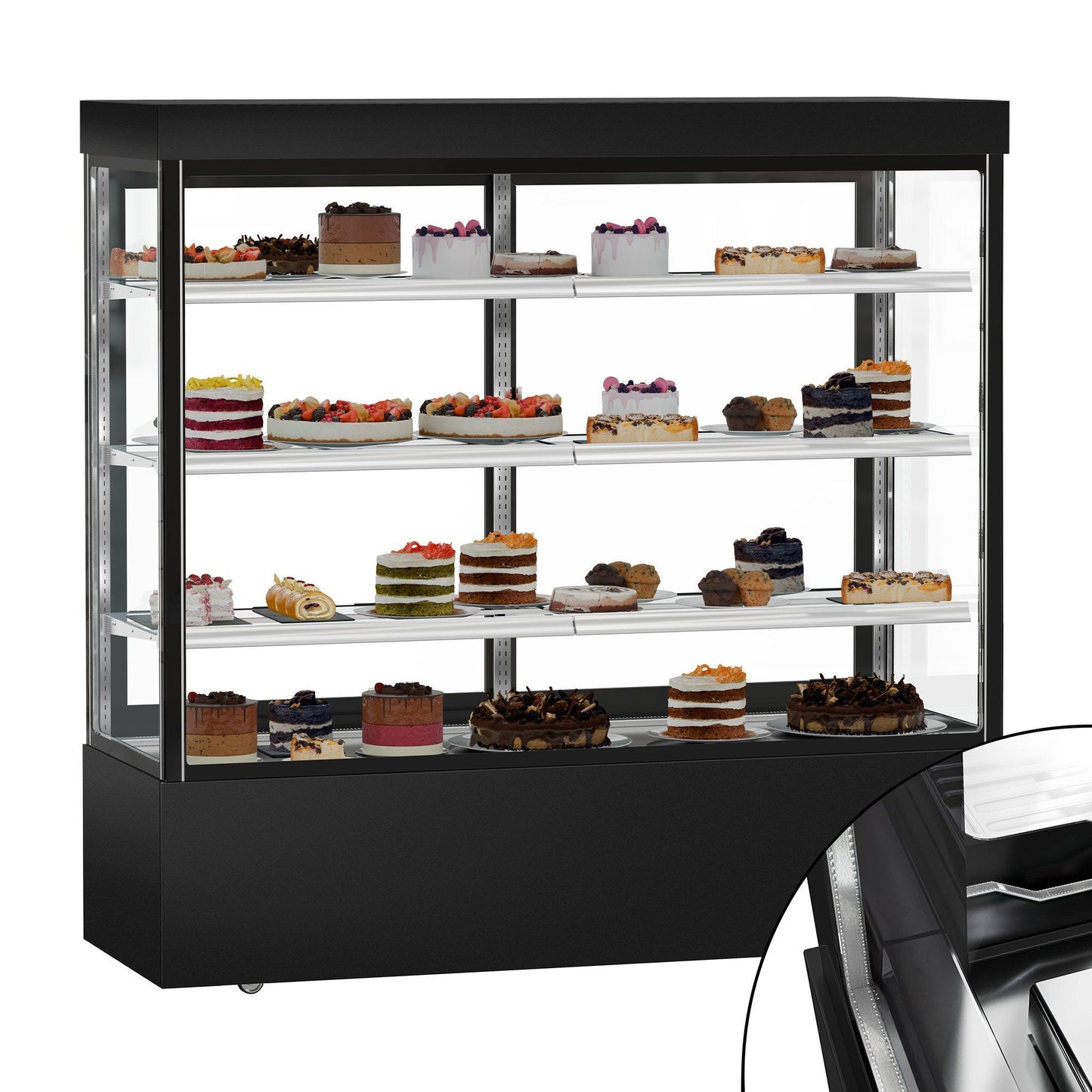 Refrigerated Pastry Display Case Double Glazing 1200L Matt Black KTG187SM