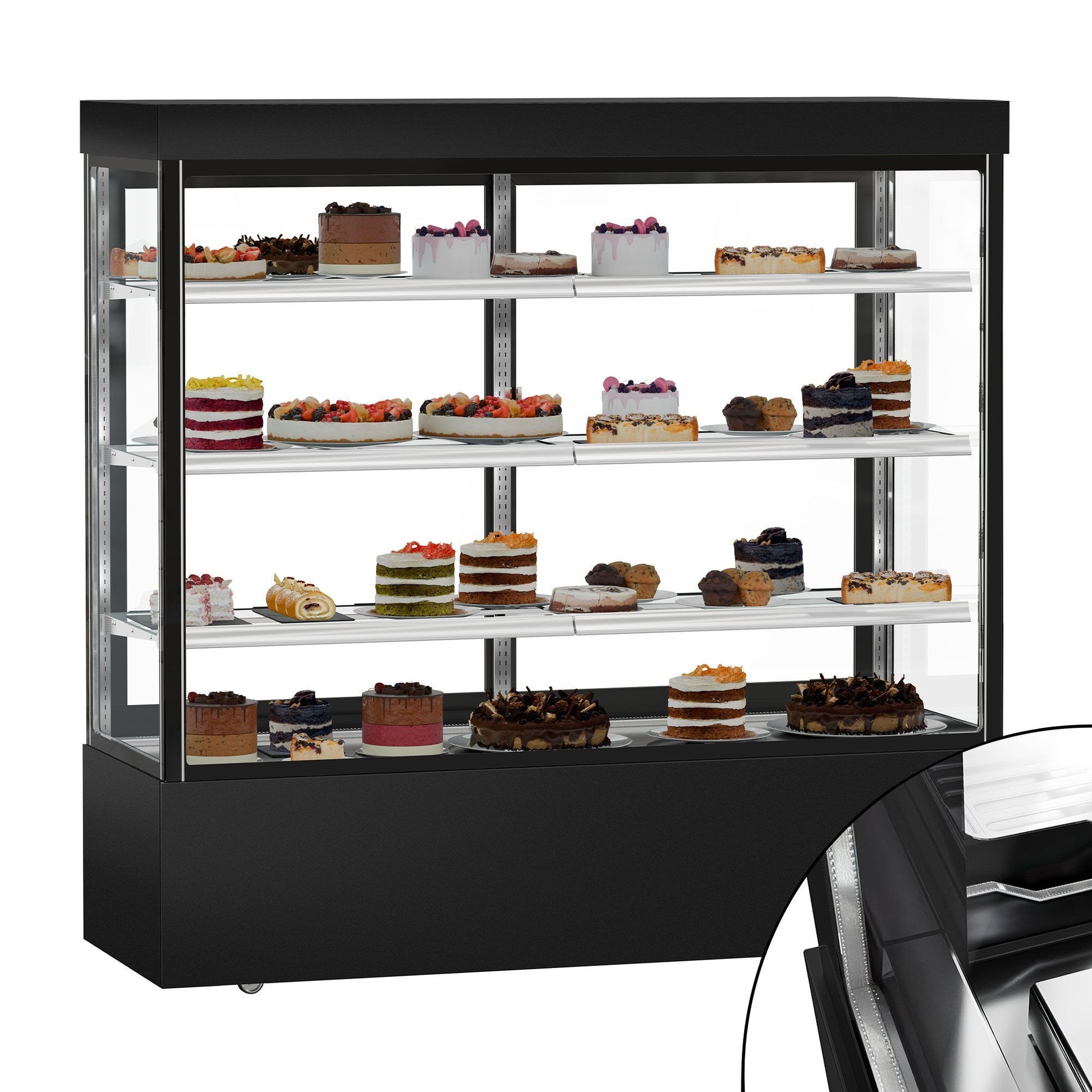 Refrigerated Pastry Display Case Double Glazing 1200L Matt Black KTG187SM